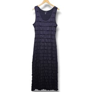 Vintage Y2K Tiered Maxi Tank Dress L Purple Mesh Ruffle Whimsigoth Dark Fairy 90